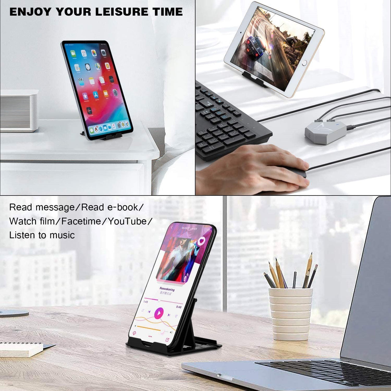 Phone/Tablet Stand | Foldable Multi-Angle Holder for Phone and Tablet