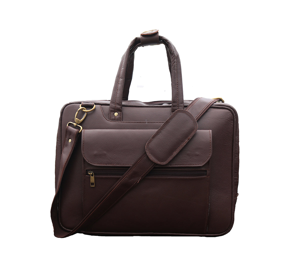 ANUENT Handmade Brown Leather Laptop Briefcase.