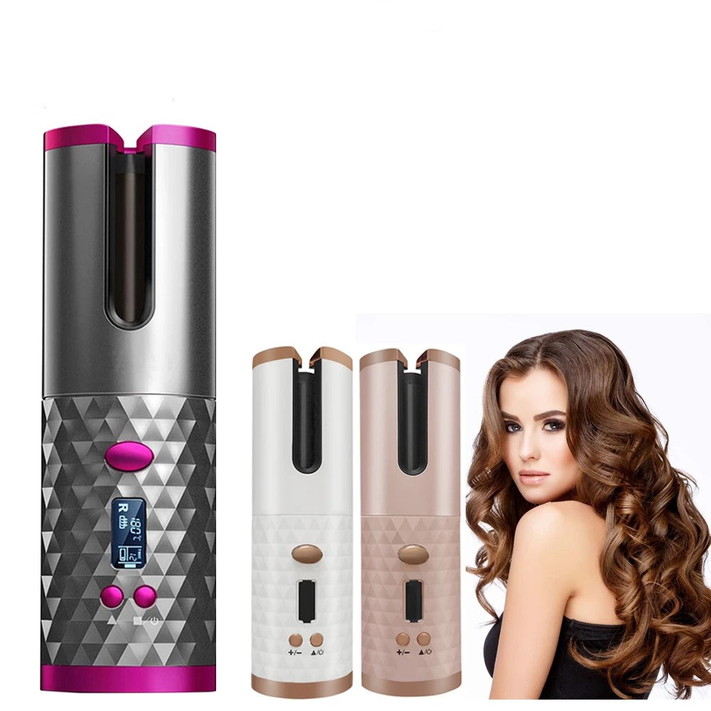 LCD Display Cordless Hair Curler | Rollers Rotating Hair Curler