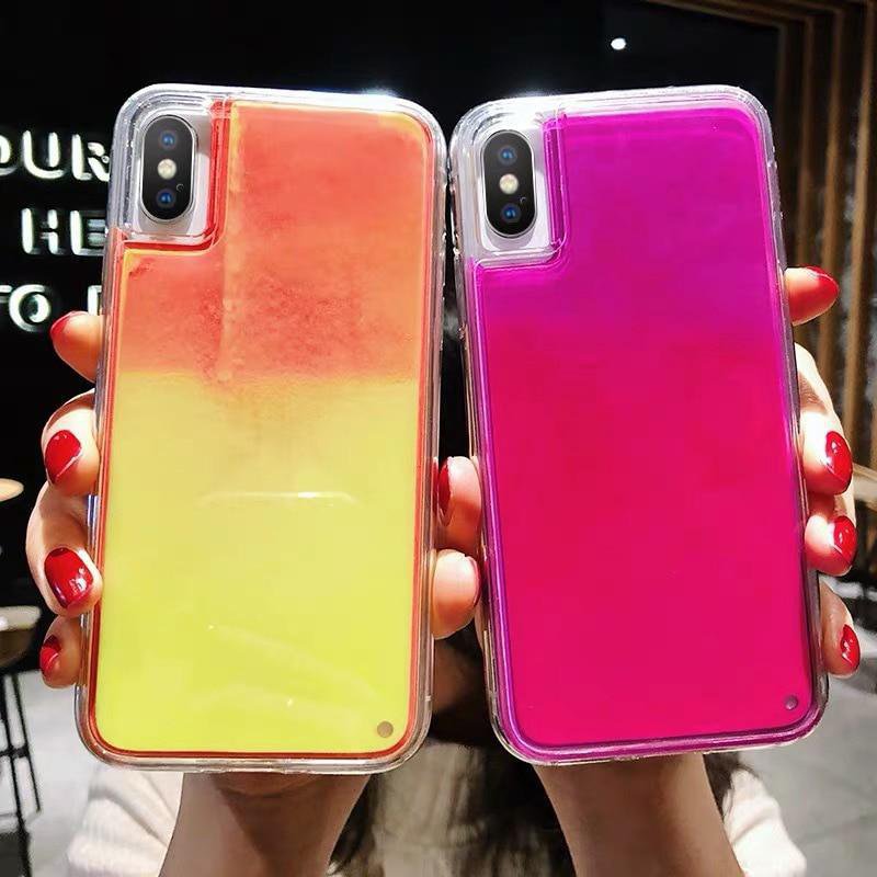 NEW Gradient Neon Liquid Quicksand Phone Case