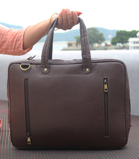 Thumbnail for ANUENT Handmade Brown Leather Laptop Briefcase.