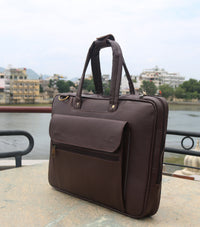 Thumbnail for ANUENT Handmade Brown Leather Laptop Briefcase.