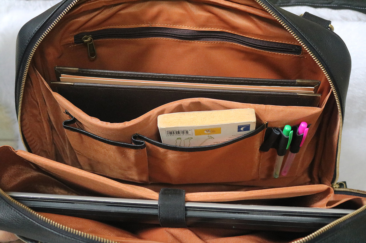 Black Leather Briefcase For  Laptop.