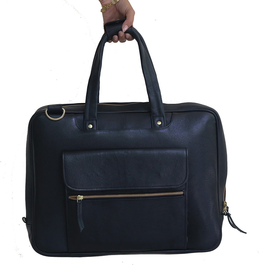 Black Leather Briefcase For  Laptop.