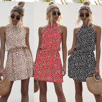 Thumbnail for High Street Summer Sexy Halter Floral Print mini Dress