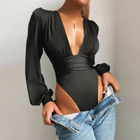 Thumbnail for 2020 Autumn Winter Rompers Women Jumpsuits Sexy Club V Neck High Waist