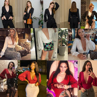 Thumbnail for 2020 Autumn Winter Rompers Women Jumpsuits Sexy Club V Neck High Waist