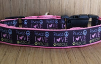 Thumbnail for Collar/ Large/ Medium/ Peace Love and Rescue Pink