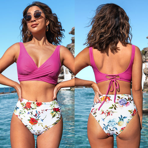 Yellow And Lemon Print Mid-waist Bikini