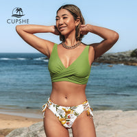 Thumbnail for Yellow And Lemon Print Mid-waist Bikini