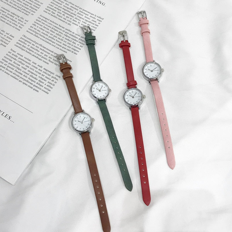 Women's Fashion White Small Watches 2021 Ulzzang Brand Ladies Quartz Wristwatch Simple Retr Montre Femme With Leather Band Clock