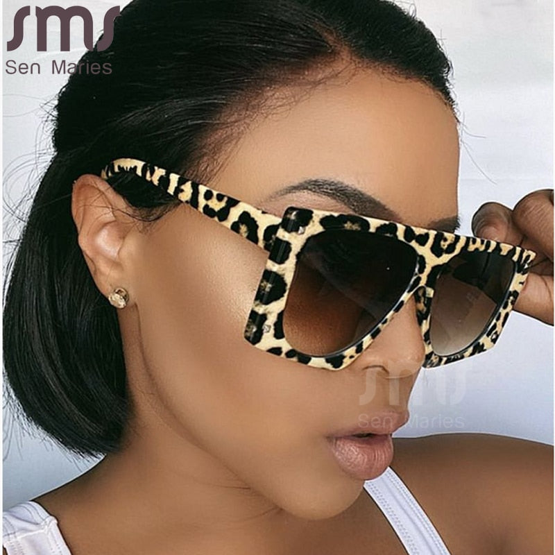 Punk Leopard Sunglasses Women Sexy Oversized Sun Glasses Men UV400 Gradient Shades Steampunk Goggles Eyewear Oculos Escuros