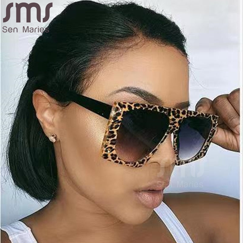 Punk Leopard Sunglasses Women Sexy Oversized Sun Glasses Men UV400 Gradient Shades Steampunk Goggles Eyewear Oculos Escuros