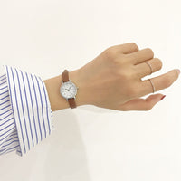 Thumbnail for Women's Fashion White Small Watches 2021 Ulzzang Brand Ladies Quartz Wristwatch Simple Retr Montre Femme With Leather Band Clock