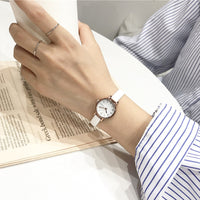 Thumbnail for Women's Fashion White Small Watches 2021 Ulzzang Brand Ladies Quartz Wristwatch Simple Retr Montre Femme With Leather Band Clock