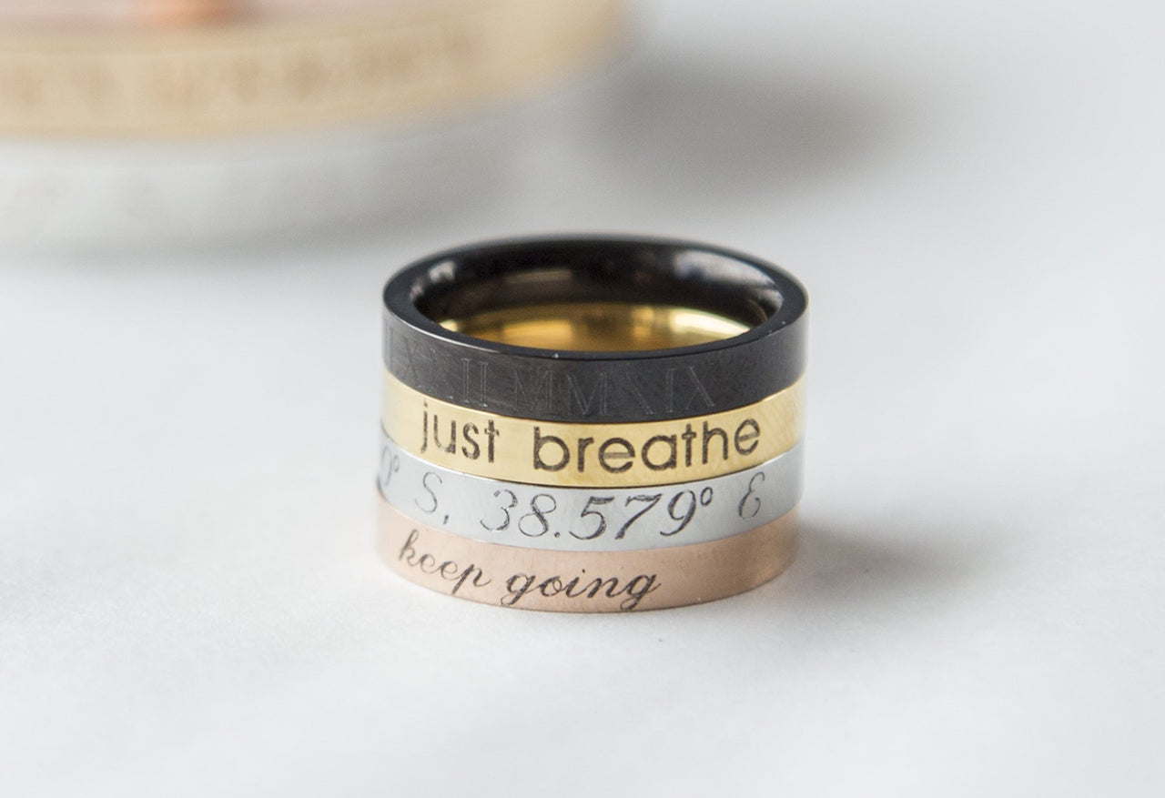 Stacking Ring Engraved Ring, Personalized Gift Women Inspiration Ring