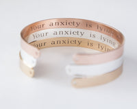 Thumbnail for Your Anxiety Is Lying To You Bracelet, Engraved Secret Message