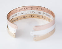 Thumbnail for Your Anxiety Is Lying To You Bracelet, Engraved Secret Message