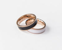 Thumbnail for Rose Gold Couple Rings Black and White Personalized Couple Gift,