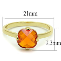 Thumbnail for LO4079 - Flash Gold Brass Ring with AAA Grade CZ  in Orange