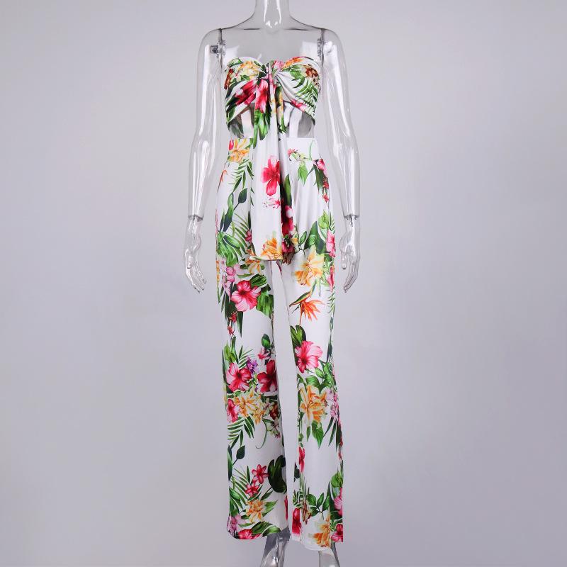 2021 Sexy Floral Printed Off shoulder Jumpsuit