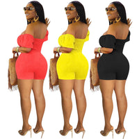 Thumbnail for High Waist Cut Out Hollow Short Rompers Women Jumpsuit