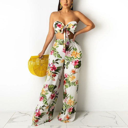 2021 Sexy Floral Printed Off shoulder Jumpsuit