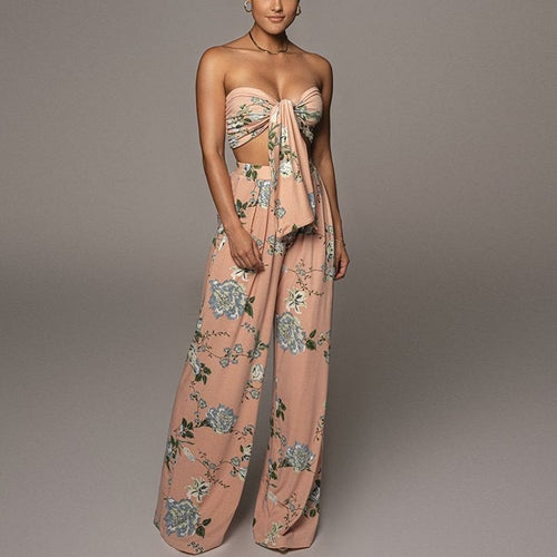 2021 Sexy Floral Printed Off shoulder Jumpsuit