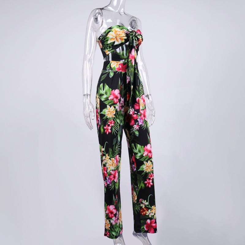 2021 Sexy Floral Printed Off shoulder Jumpsuit