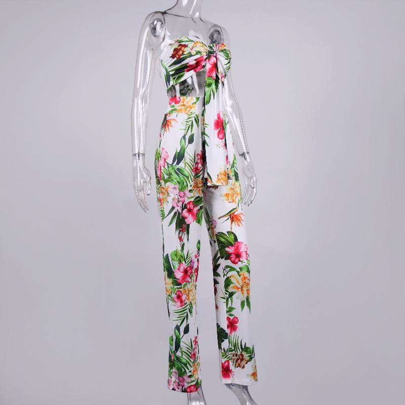 2021 Sexy Floral Printed Off shoulder Jumpsuit