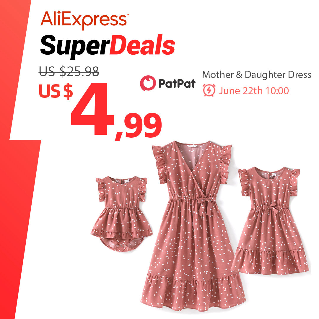 Cross Wrap V Neck Ruffle Mom and Me Dress