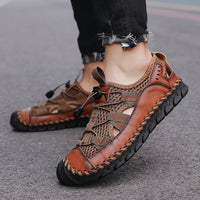 Thumbnail for New Summer Breathable Men Sandals Fashion Roman Sandals Handmade Mesh Men Casual Shoes Platform Outdoor Men's Beach Sandals