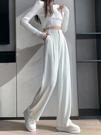 Thumbnail for Casual High Waist Loose Wide Leg Pants for Women Spring Autumn New Female Floor-Length White Suits Pants Ladies Long Trousers