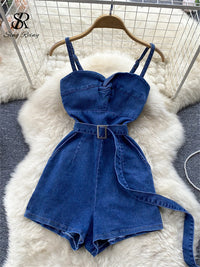 Thumbnail for Backless Denim Jumpsuit