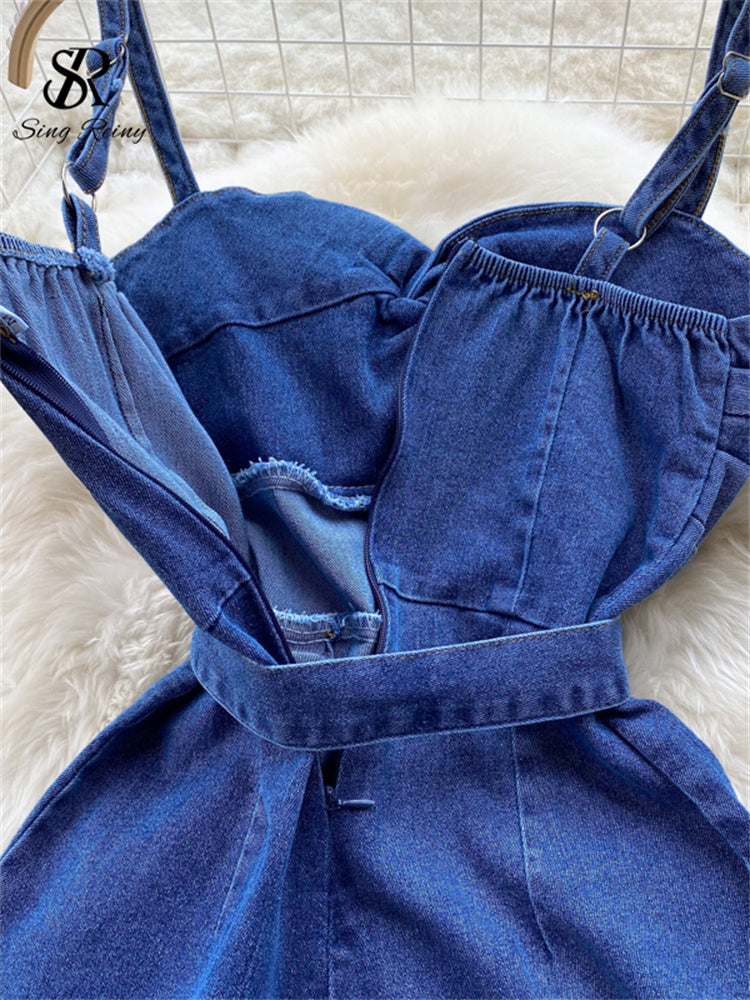 Backless Denim Jumpsuit