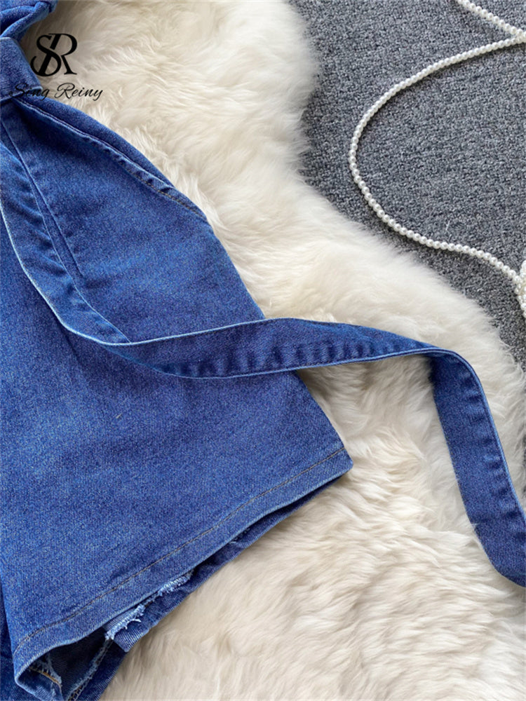 Backless Denim Jumpsuit