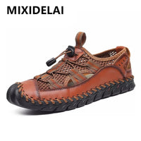 Thumbnail for New Summer Breathable Men Sandals Fashion Roman Sandals Handmade Mesh Men Casual Shoes Platform Outdoor Men's Beach Sandals