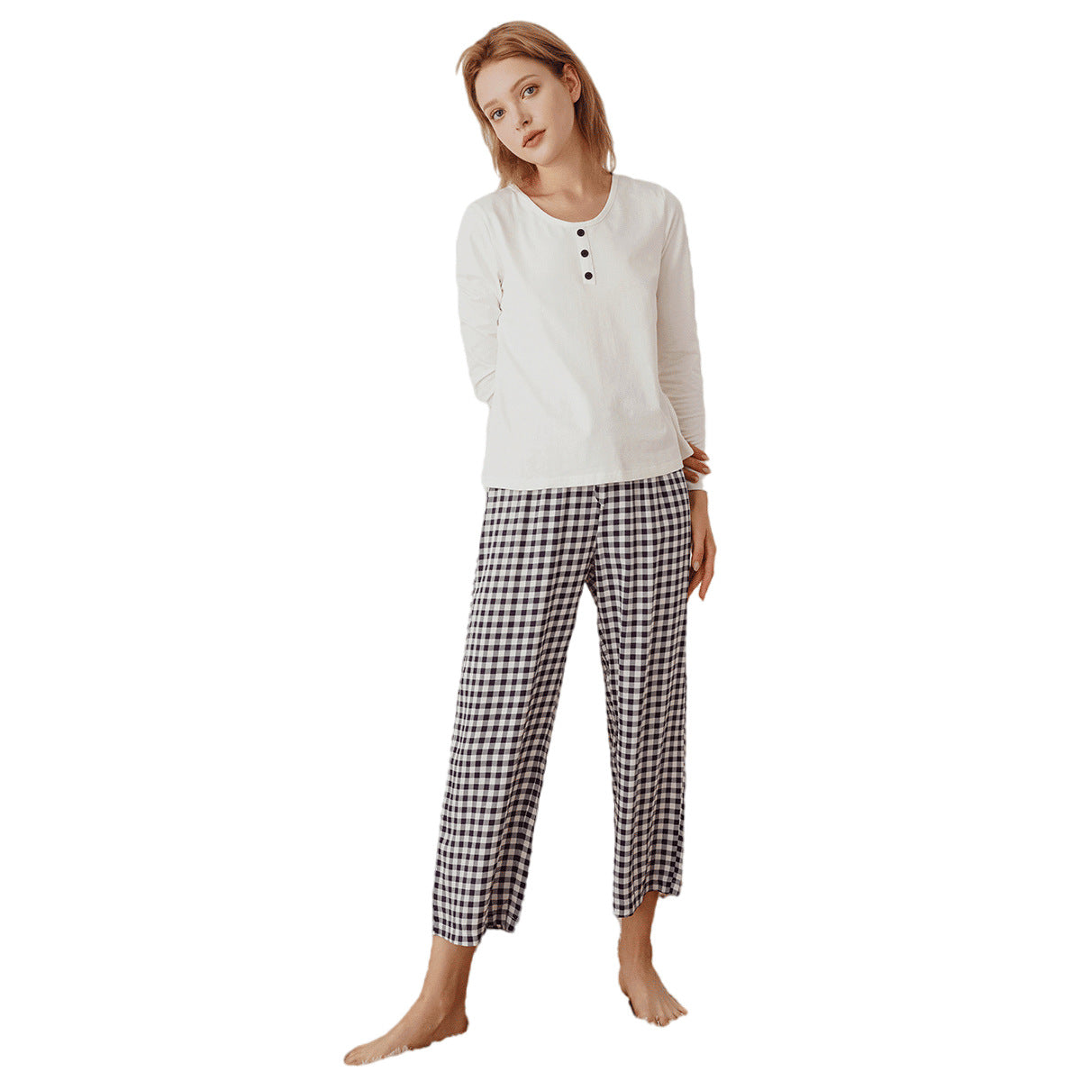 Sleepwear Women's Cotton Home Clothes Set Woman 2 Pieces Pajama Sets