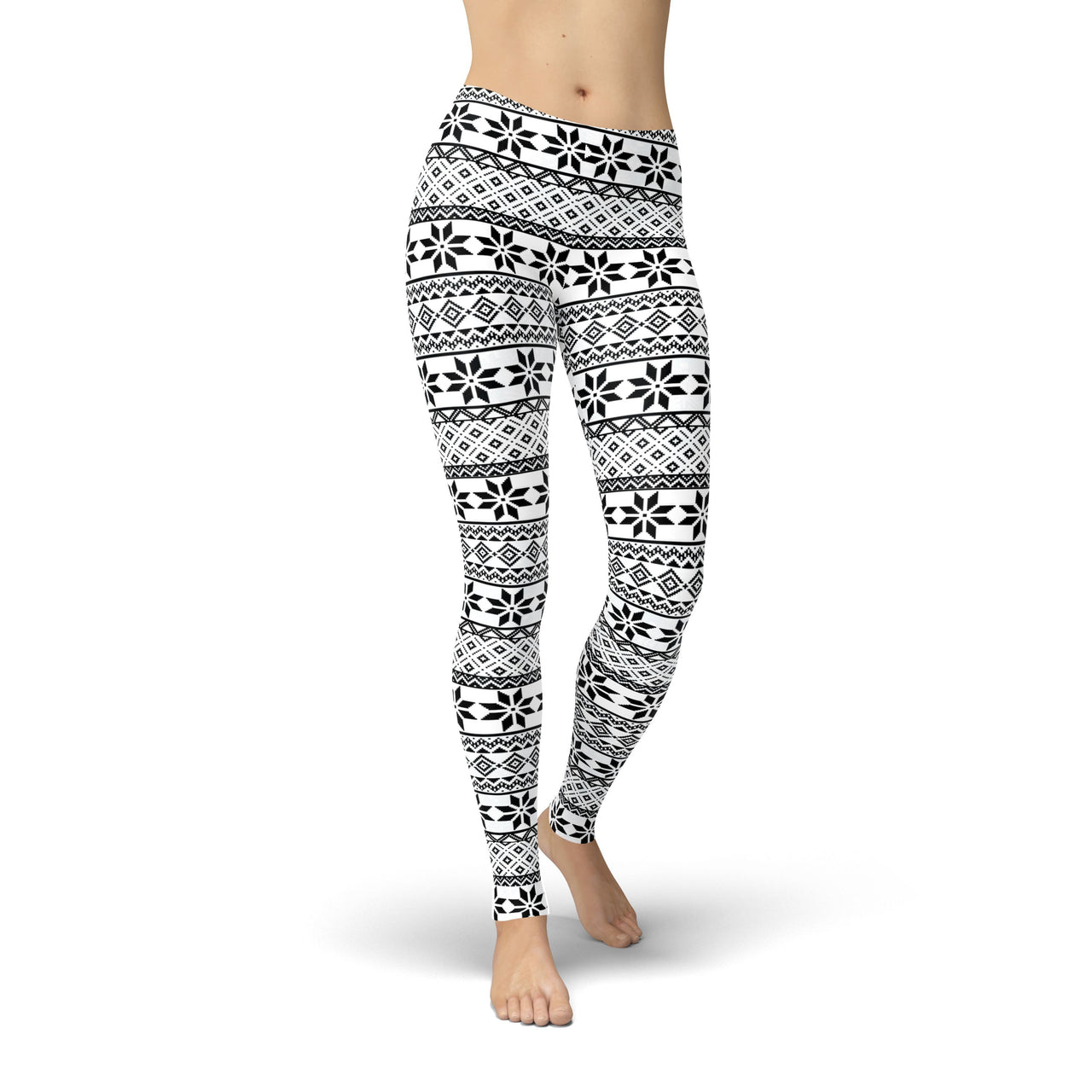 Jean Black and White Snowflakes Leggings