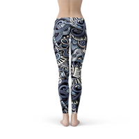 Thumbnail for Womens Music Blue Leggings