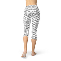 Thumbnail for Womens Black and White Dice Capri Leggings