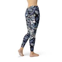 Thumbnail for Womens Music Blue Leggings