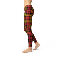 Thumbnail for Womens Red Plaid Tartan Leggings