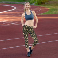 Thumbnail for Womens Army Camo Capri Leggings with Honeycombs