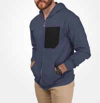 Thumbnail for Mens Faux Black Pocket Heavy Blend Zip Up Hoodie