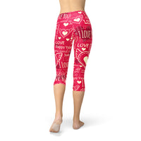 Thumbnail for Love Hearts Red Capri Leggings