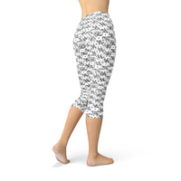 Thumbnail for Womens Black and White Dice Capri Leggings