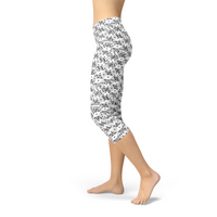 Thumbnail for Womens Black and White Dice Capri Leggings