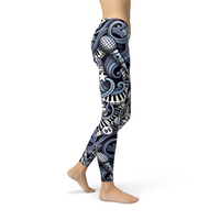 Thumbnail for Womens Music Blue Leggings