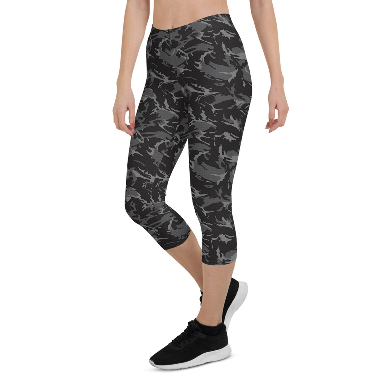 Womens Black Camo Capri Leggings